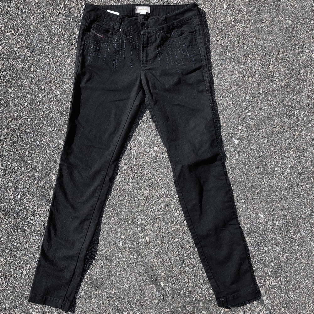 Diesel Embellished Black Tuxedo Jean